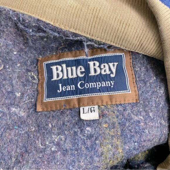Vintage Blue Bay Distressed Blanket Lined Denim Trucker Jacket Blue Denim Jacket - Picture 3 of 16